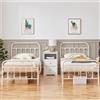 Yaheetech Set di 2 Struttura Letto Singolo in Ferro 90 x 200 cm con Spazio Aggiuntivo Soggiorno Bianco