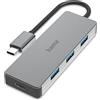 Hama - Hub USB Type C 3 porte USB A + 1 porta USB Type C, USB 3.2 Gen 2, 10 Gb/s, alluminio