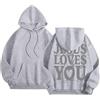 Generic Jesus Jesus Loves You Felpe con cappuccio da donna autunno manica lunga cristiano fresco maglioni con cappuccio Dio vestibilità ampia grafica casual con cappuccio Pullover girocollo alla moda felpe