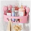 LEVERLOC Mensola Doccia con Ventose per Bagno Mensola Angolare Doccia Caddy Rack a Muro per Cucina Senza Foratura Porta Bagnoschiuma da Doccia per Accessori da Bagno - Plastica in Rosa