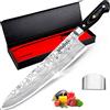 MOSFiATA Coltelli da Cucina, Coltello da Cucina Professionale Coltello Giapponese Gyuto Coltello Chef in Acciaio Inossidabile con Protezione del Dito - 25,4cm