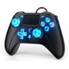 FOIRCEADAL RGB Wire Controller for PS5, Back paddles and Speaker, Gamepad Dual Motor Vibration/6-Axis Sensor/Turbo/3.5mm Audio Jack/Touch Pad for Ps-5/Ps-3/Ps-4/Pro/Slim/Pc Black