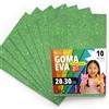 OFITURIA Fogli di Gomma Eva Glitterata per Lavoretti Creativi, Progetti Scolastici, Scrapbooking e Decorazioni Artistiche 20x30cm (Verde Glitterato, 10 pz)
