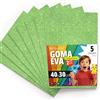 OFITURIA Fogli di Gomma Eva Glitterata per Lavoretti Creativi, Progetti Scolastici, Scrapbooking e Decorazioni Artistiche 40x30cm (Verde Chiaro Glitterato, 5 pz)