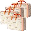 Woobroo Set di 4 grandi sacchetti con coperchio e manici rinforzati, in cartone da 120 l, resistente per riporre vestiti e viaggi, borsa per biancheria (trasparente, confezione da 4)