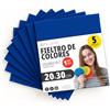OFITURIA Feltro Colorato per Artigianato, Fai-da-te, Progetti Scolastici, Scrapbooking, Cucito Creativo e Decorazioni 20x30cm (Blu Scuro, 5 pz)