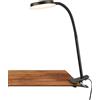BRILONER - Lampada a morsetto con interruttore a cavo, luce bianca calda, orientabile, da lettura, morsetto, scrivania, comodino, 26 x 10,5 x 37 cm, nero