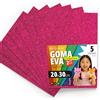 OFITURIA Fogli di Gomma Eva Glitterata per Lavoretti Creativi, Progetti Scolastici, Scrapbooking e Decorazioni Artistiche 20x30cm (Fucsia Glitterato, 5 pz)