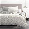 HOME LINGE PASSION Parure copripiumino 140 x 200 cm - 2 pezzi - morbido percalle di cotone - federa + federa - bianco e beige - modello L'elegante
