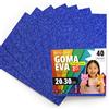OFITURIA Fogli di Gomma Eva Glitterata per Lavoretti Creativi, Progetti Scolastici, Scrapbooking e Decorazioni Artistiche 20x30cm (Blu Scuro Glitterato, 40 pz)