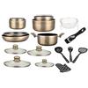Herzberg Batteria da cucina - Set di pentole a induzione - Set pentole e padelle per tutti i piani cottura - Set da cucina da 17 elementi speciale cottura