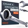 PRESCH Chiave a cricchetto 30mm reversibili - Angolo di ritorno minimo (3°, 123 denti) - Inclinazione di 15° per spazi ristretti - Chiave con cricchetto di precisione e robuste