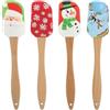 DOITOOL 4 Pezzi Di Natale Silicone Spatola Natale Pancake Spatola Piatto Raschietto Cottura Spatole Manico in Legno Per La Decorazione Di Torte Cottura Santa Pupazzo Neve Fiocco