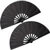 LEBOKJ 2 Pezzo Grande Ventagli Pieghevoli Portatili Nero Pieghevole Fans Mano Pieghevole Fans Mano Pieghevole Fans Cinese per Tai Chi, Danza, Partito, Regali di Nozze, Decorazione DIY