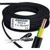 EBROM NYY-J Cavo di messa a terra 1 x 16 mm², cavo di corrente ad alta tensione in PVC, protezione dai fulmini, colore nero, al metro preciso al metro, scelta in incrementi di 1 metro, 1 x 16 mm²