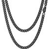 PROSTEEL Collana Uomo a Catena Cubana Grande Robusta, Larghezza 6 mm, Lunghezza 75 cm, Acciaio Inossidabile, Cool Swag, Collana Nera Nero (con Confezione)