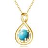 FANCIME Collana da donna in argento sterling 925, con ciondolo a forma di pietra portafortuna, idea regalo per mamma e donna, Argento sterling Oro, Turchese