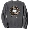 LIPS KISS LIPS APPAREL Womans Cheetah Print, Cheetah Leopard Animal Print Lips Felpa