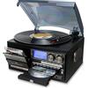 LoopTone - Giradischi in vinile 10 in 1, 3 velocità, Bluetooth, giradischi CD, radio AM/FM, registratore USB, ingresso AUX, uscita linea RCA, nero e grigio