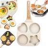 Generic 1 set di 4 padelle con manico, padella antiaderente per uova, padelle multiuso divise, antiaderenti, per forme di colazione, padelle, pancake per fornelli a gas e pentole a induzione in pietra
