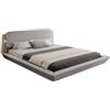 MB Muebles Bonitos, Letto Sospeso Matrimoniale 180x200cm Diana, Design Flottante con Illuminazione LED, Struttura in Legno Rivestita in Lino Grigio, Rete a Doghe, 2 Porte USB