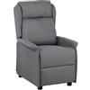 Totò Piccinni Poltrona CADICE Relax Reclinabile Push Back con Poggiapiedi Imbottita Confortevole (Tessuto Grigio)