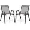 FANTASK Sedie da giardino impilabili in textilene, braccioli e struttura in metallo, set da 2 sedie da balcone, impilabili, capacità fino a 150 kg, 56 x 70 x 84 cm, colore grigio