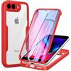 Phoona Cover per iPhone 8 Plus/iPhone 7 Plus con Pellicola Protettiva Trasparente, Antiurto Silicone Custodia 360 Gradi Full Body Protezione, AntiGraffio Robusta Cover per iPhone 8 Plus, Rosso