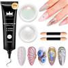 BISHENGYF 3d Gel Ricostruzione Unghie Und Polvere Unghie Effetto Perla: Clear Sculpting 3d Nail Gel,2ps Moonlight Aurora Pearl Cromepulver NäGel, Polvere for Nail Art(White/Pink)