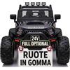TOYSCAR Auto Macchina Elettrica Per Bambini 2 Posti 24V Fuoristrada Big Adventure Telecomandata Sedile In Pelle Porte Apribili Doppio Motore Elettrico Carico 35 Kg RUOTE IN GOMMA TOYSCAR Nera