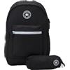 Converse Zaino all Star Nero, Scuola, Viaggio, Escursionismo, con Astuccio Incluso, 100% Poliestere, Backpack Unisex-Adulto, Taglia Unica