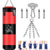 KEEPAA Sacco da Boxe appeso Adulto Kit : Marziali MMA Sacchi Pugilato Kick Boxing Muay Thai (Nessun Riempimento) resistente Sacco da boxe (nero)