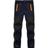 YSENTO Pantaloni da trekking da uomo, impermeabili, in softshell, antivento, con calda imbottitura, per lo snowboard, per l'inverno, Blu marino, XXL