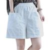 Generic Pantaloncini estivi da donna in cotone con 4 tasche a vita alta elastico in vita pantaloncini larghi per il tempo libero, viaggi, yoga, uso quotidiano, bianco, 3XL