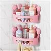 LEVERLOC Mensola da Doccia con Ventosa per Bagno Doccia Caddy Carrello di stoccaggio Senza Foratura Portaoggetti Organizer per per Accessori da Bagno o Cucina,Rosa