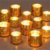 NUPTIO Portacandele Oro: 12 Set di Mercury Glass Portacandele Votive Speckled Tea Lights Piccoli Portacandele Votive Galleggianti per Cerimonia di Festa Doccia Nuziale Decor 4cm & 5cm H