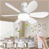 KXYINOS Ventilatore da Soffitto Con Luce e Telecomando, E27 LED Dimmerabile Plafoniera con Ventilatore, Regolabile Velocità, Luminosità, Temperatura & Colore [Classe di efficienza energetica A]