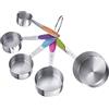 Westmark 30612270 - Set di 5 cucchiai dosatori collegati ad anello, per 30 ml, 60 ml, 80 ml, 125 ml, 250 ml, in acciaio inox/silicone, pendo, argento, verde, rosa, blu, viola, arancione, 30612270