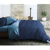L'Emporio Casa Set Copripiumino Copritrapunta Bicolore Tinta Unita in Cotone 100% Italiano, Effetto Setato, Morbido sulla Pelle- Varie Misure (Blu - Azzurro, Matrimoniale 2 Federe)