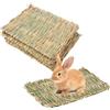 WANDGU 6 tappetini per erba di piccoli animali: tappeto erboso naturale tessuto a mano per conigli, letto di coniglio, giocattolo da masticare commestibile naturale per criceti, conigli, pappagalli