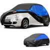 GUNHYI Telo Copriauto Impermeabile e Traspirante,Telo Copri Auto per Fiat 500 500C 500e, Nero Blu Telone per Auto da Garage Completo per la Protezione Dalla Pioggia e Dalla Polvere.