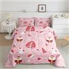 Loussiesd Set di biancheria da letto con Babbo Natale carino coniglio kawaii rosa piumino per bambini ragazzi ragazze decorazione Merry Christmas Comforter Set Girly Pink Down Duvet collezione camera