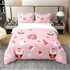 Loussiesd Set di biancheria da letto con Babbo Natale carino coniglio kawaii rosa piumino per bambini ragazzi ragazze Decor Merry Christmas Comforter Set Girly Pink Quilt Set da camera da letto