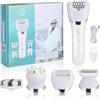 Aofesel Epilatore Elettrico Wireless 5 in 1 per Donna, per Gambe e Corpo, Bagnato e Secco, con Rasoio, Esfoliante, Pulizia e Massaggi