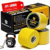 BLUEGORILLA® Tape Crossfit 5cm Elastico (Pack 3 + PORTACHIAVI) - Nastro Sportivo per Dita e Polso - Hook Grip - 5cm x 7m (giallo)