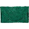 Freie Liebe Borse della frizione della paglia per le donne di estate della spiaggia borse della frizione tessuta della busta, Verde, Large