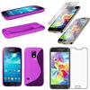 ebestStar - Cover Compatibile con Samsung S5 Mini Galaxy SM-G800 G800F G800H Custodia Protezione S-Line Design Silicone Gel TPU Morbida e Sottile, Viola + Pellicola Vetro Temperato
