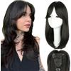 XFSRG Topper Capelli Veri Donne Clip in Naturale Testa Morbida Umani Toupet Capelli Lisci per Cosplay Quotidiano(4# Nero-marrone)