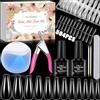 NCKIHRKK Tip Unghie Finte Con Colla, 504 Pezzi Tip Unghie Ricostruzione, Taglie 0-11 Acrilico Unghie Finte Unghie Tips Set con 7 in 1 Colla, UV LED Mini Lampada per Saloni e Uso Domestico Nail Art Kit