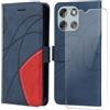 FHSYCR Cover per Motorola Moto G56 5G con 1 Pezzi Pellicola Vetro Temperato, Premium PU Pelle Portafoglio Libro Flip Antiurto Protettiva Case Custodia per Motorola Moto G56 5G, Blu